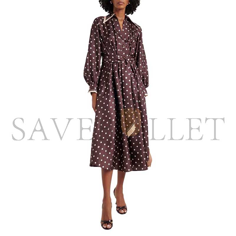 ZIMMERMANN POLKA-DOT BELTED SILK SHIRT DRESS 